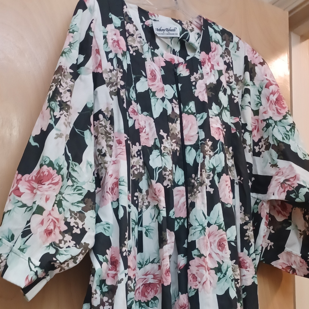 Vintage Anthony Richard's Floral Striped Boho Kaftan 2X